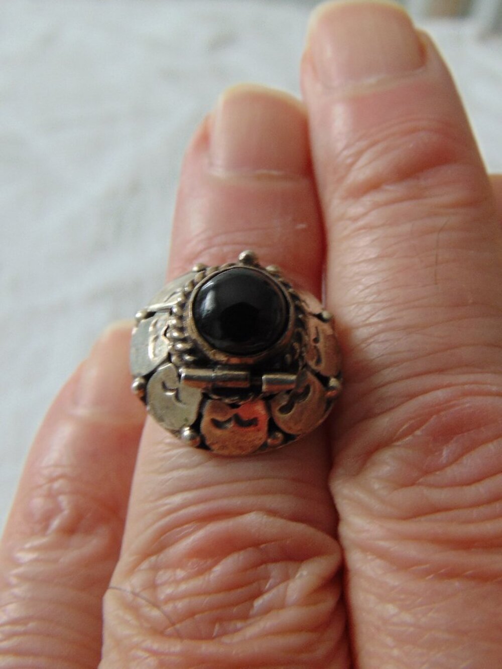 vintage Taxco 925 onyx poison ring sz.6
